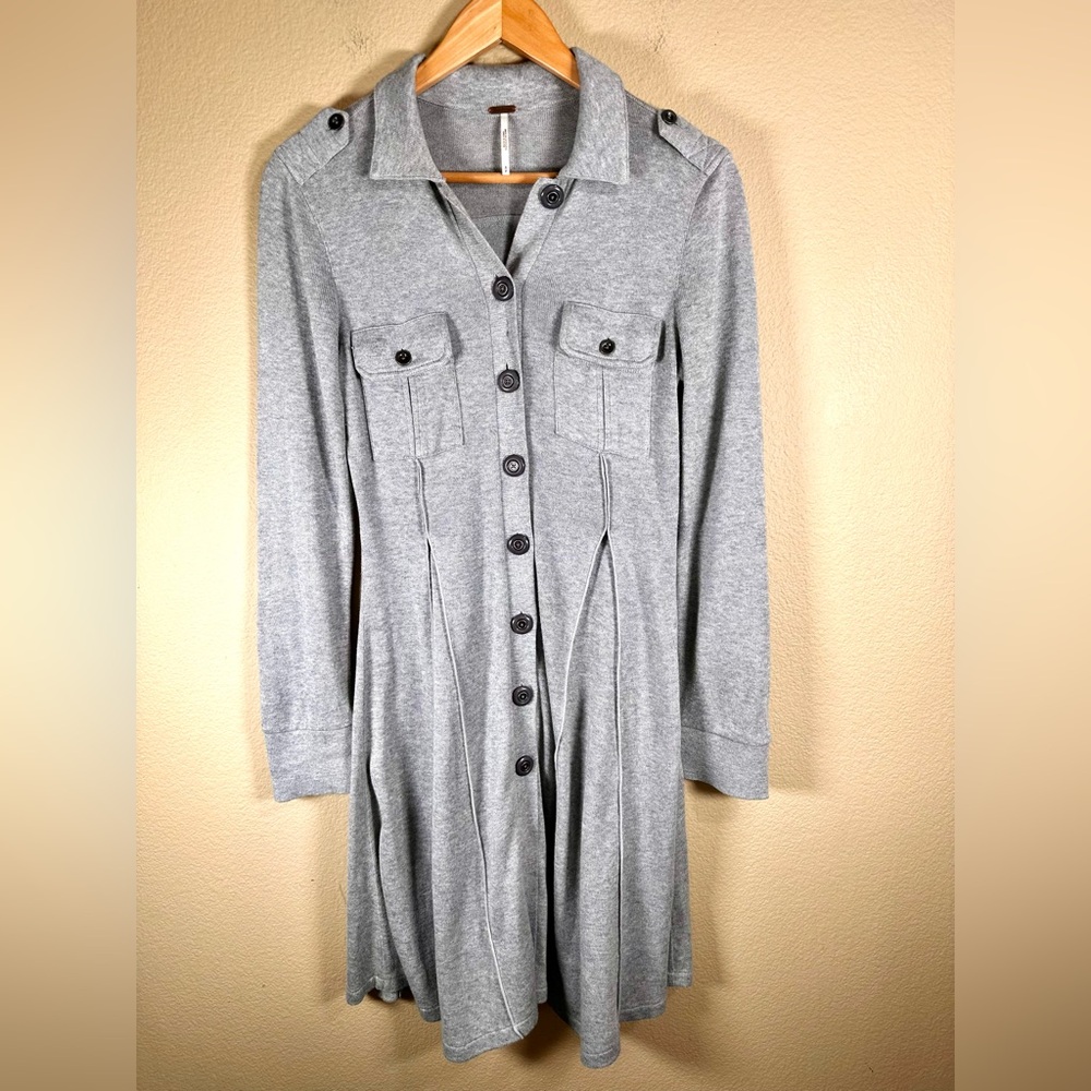 Free People Sweater Dress/Jacket/Cardigan Gray Button Down Long Sleeve - Picture 3 of 12